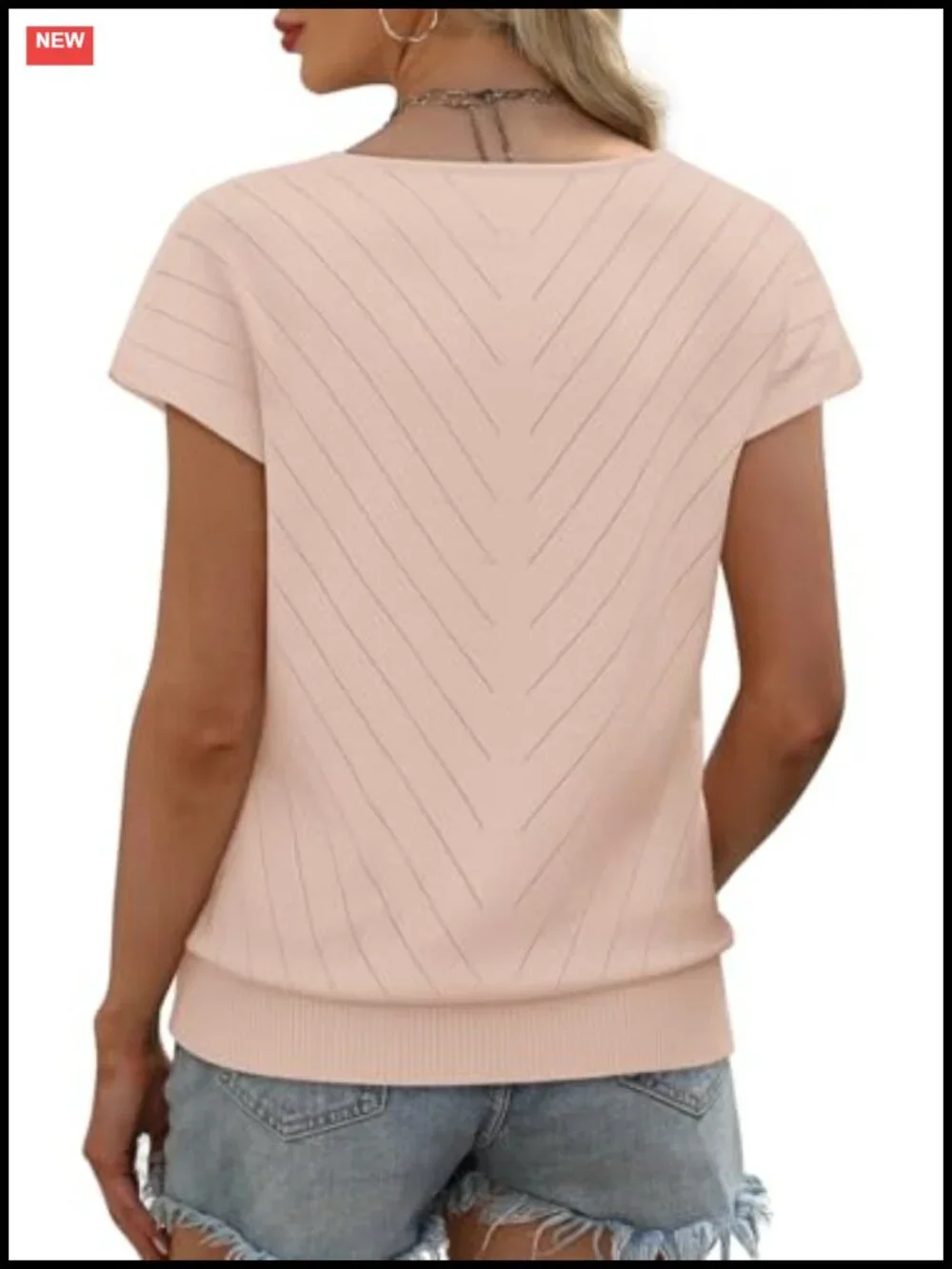 Womens Short Sleeve Knit Sweater V Neck Cap Sleeve Pullover Casual Summer Top
